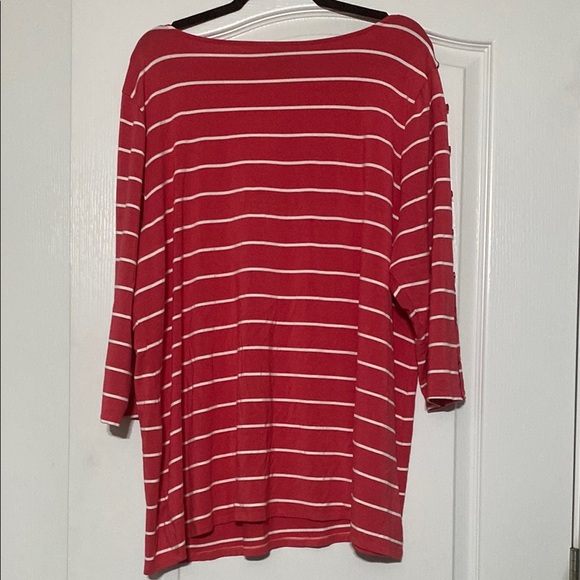 Attitudes by Renee Red Striped 3/4 Sleeve Top Women’s Size 3X - Picture 2 of 3